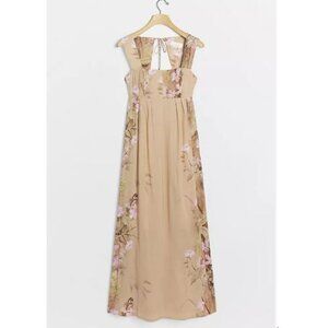 Aurelie Maxi Dress in Brown Floral Motif from Anthropologie - Size 10 - NWT